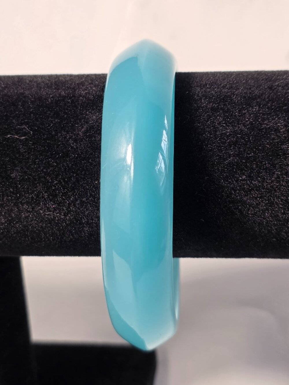 Teal Aqua Blue Acrylic Bangle Bracelet Chunky Dome Translucent Resin Lucite